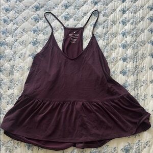 American Eagle Outfitters Dark Purple Ruffle Tank Top